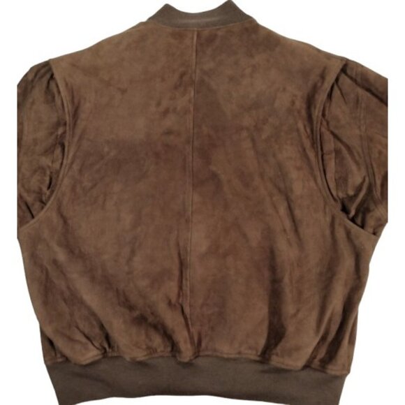 Vtg 90s Polo Ralph Lauren Chocolate Brown Suede Leather Bomber Jacket XXL Flight - Picture 11 of 16